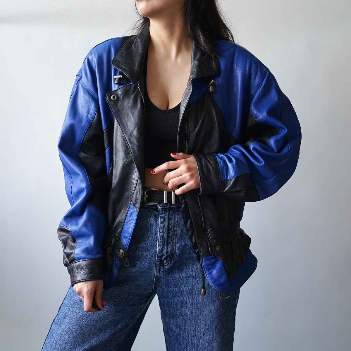 Vintage 80s leather jacket size M biker