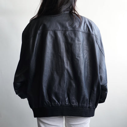 Vintage 80s Leather Bomber Jacket Size XL