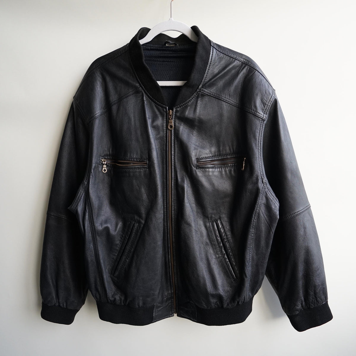 Vintage 80s Leather Bomber Jacket Size XL