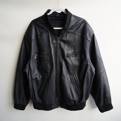 Vintage 80s Leather Bomber Jacket Size XL