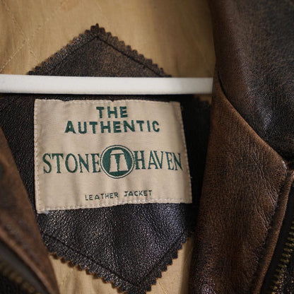 Vintage Leather Bomber Jacket Size XL-XXL