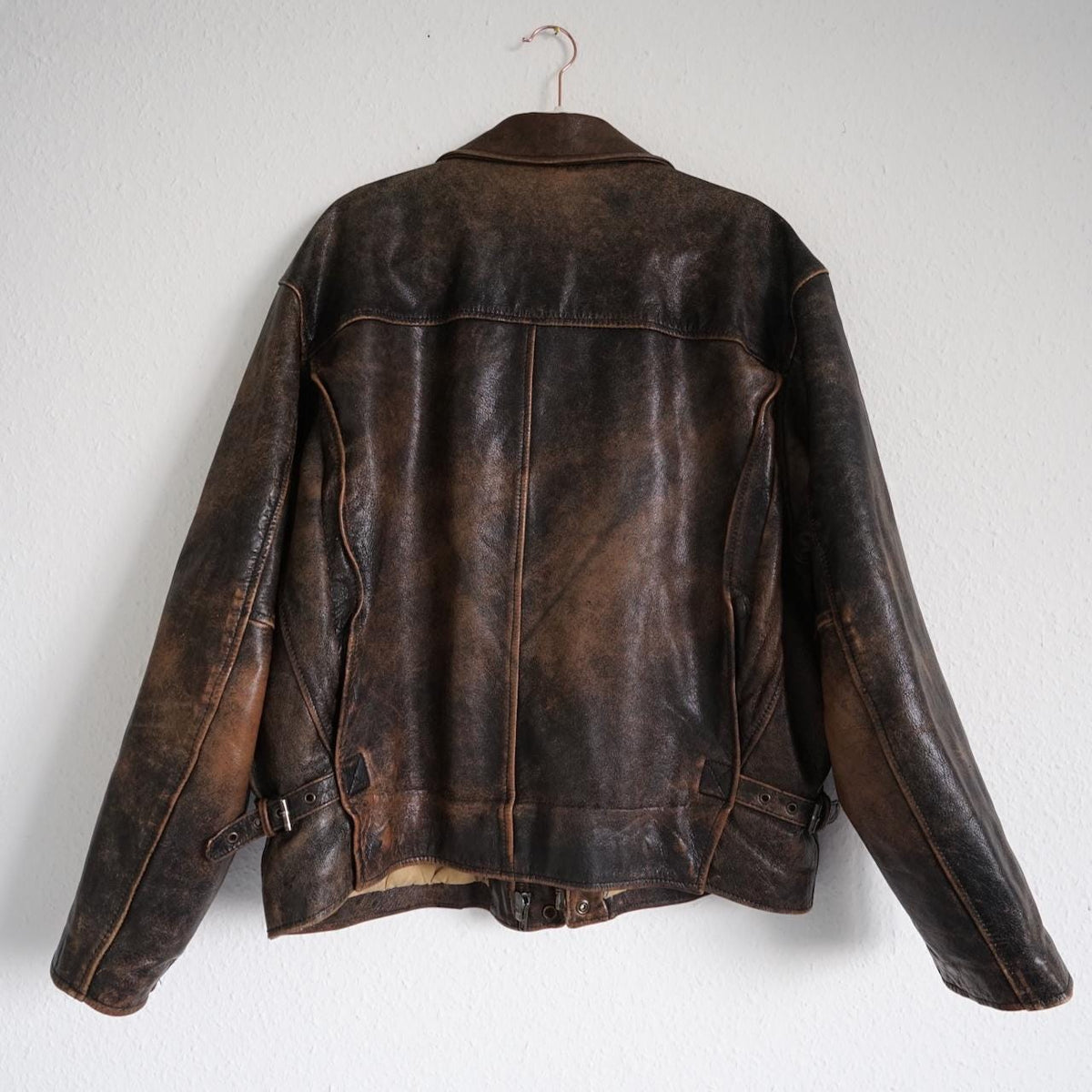 Vintage Leather Bomber Jacket Size XL-XXL