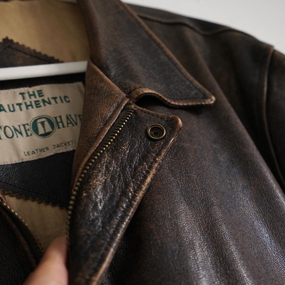 Vintage Leather Bomber Jacket Size XL-XXL