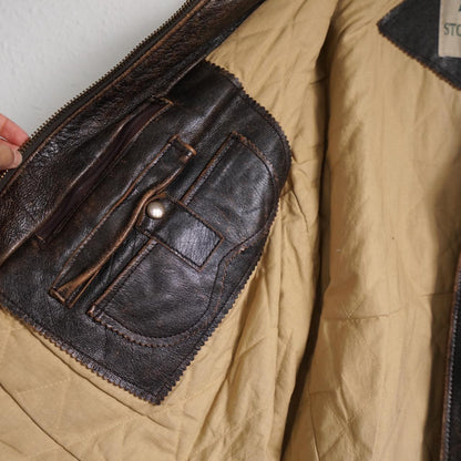 Vintage Leather Bomber Jacket Size XL-XXL