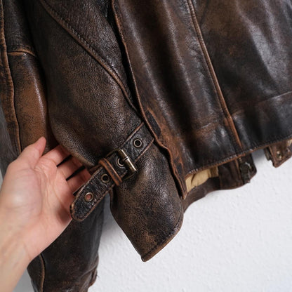 Vintage Leather Bomber Jacket Size XL-XXL