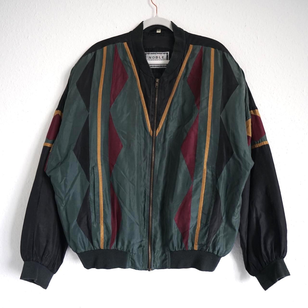 Vintage 80s Silk Bomber Jacket Size XL