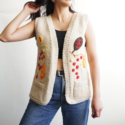 Vintage 70s Vest size M cream wool