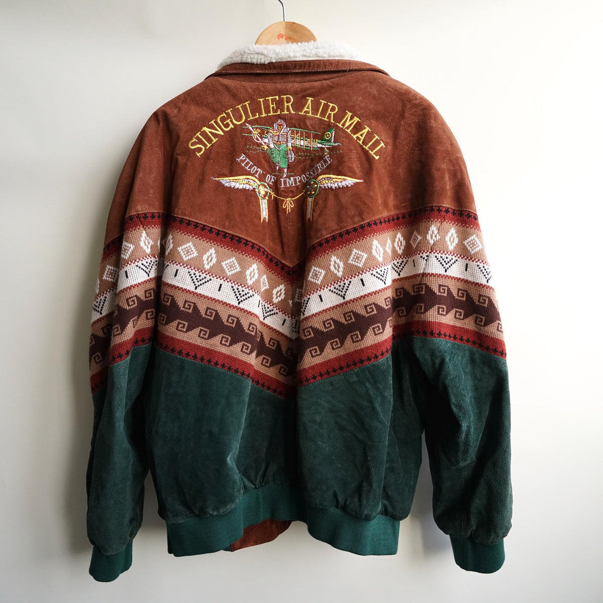 Vintage Leather Bomber Jacket Size L