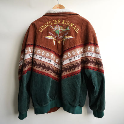 Vintage Leather Bomber Jacket Size L