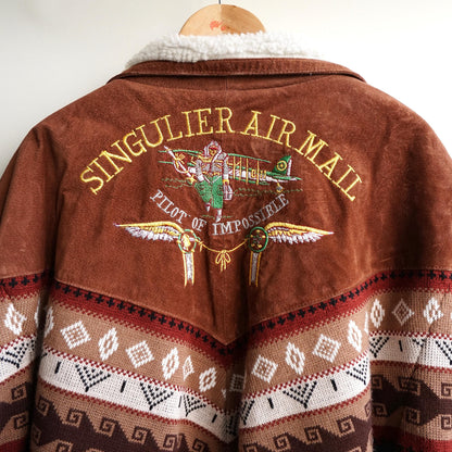 Vintage Leather Bomber Jacket Size L