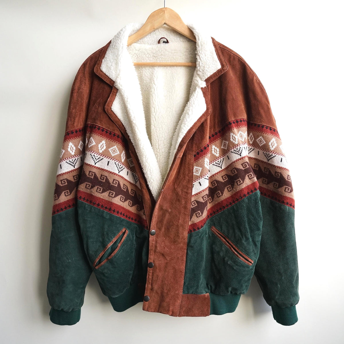 Vintage Leather Bomber Jacket Size L