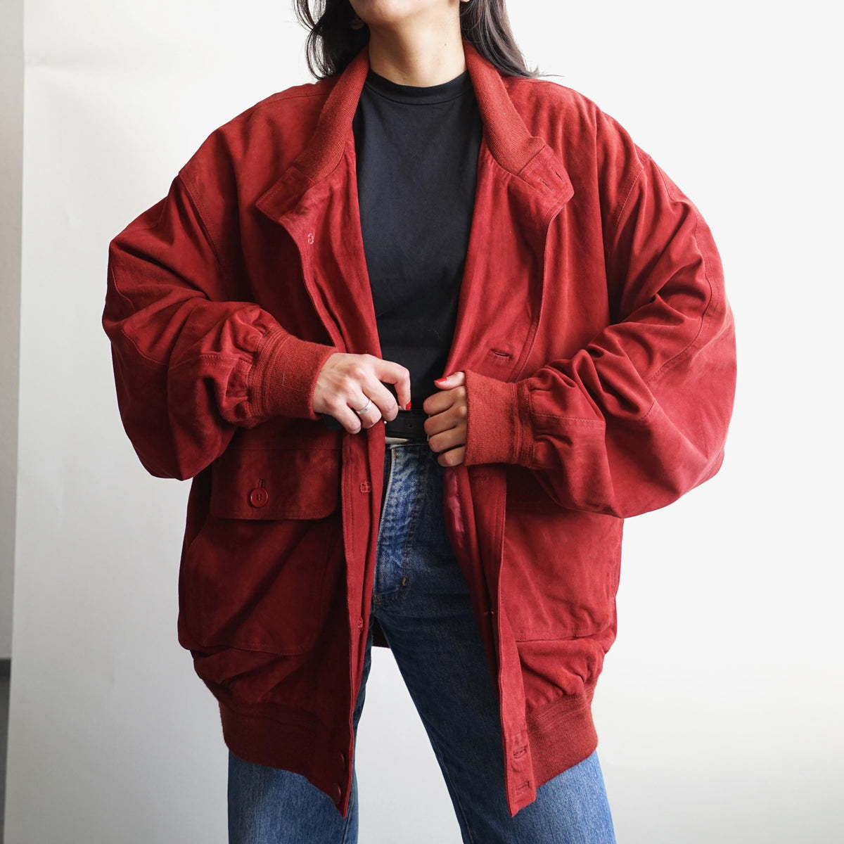 Vintage Leather Bomber Jacket Size XL-XXL