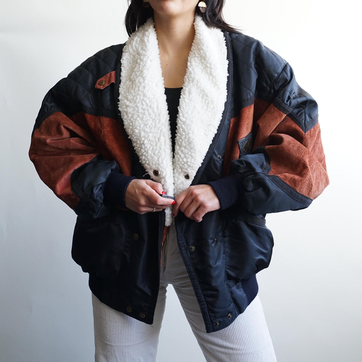 Vintage Leather Bomber Jacket Size L