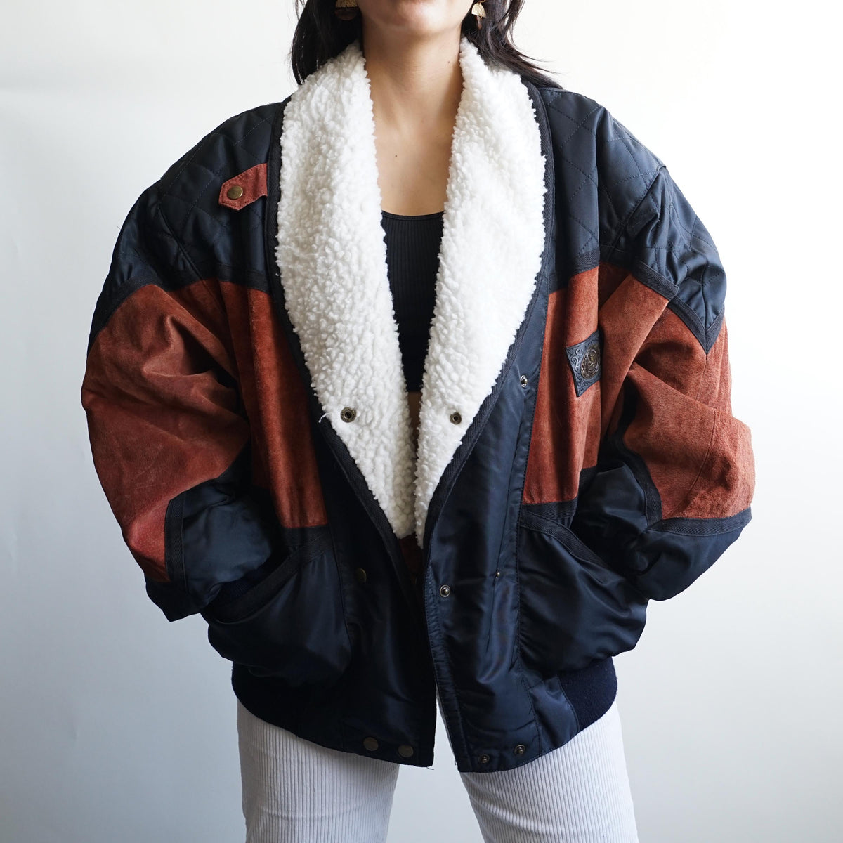 Vintage Leather Bomber Jacket Size L