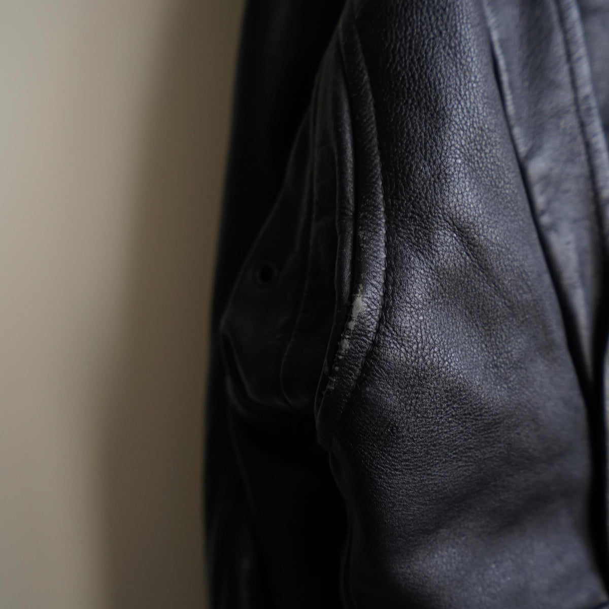 Vintage Leather Bomber Jacket black oversized