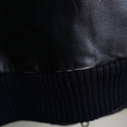 Vintage Leather Bomber Jacket black oversized
