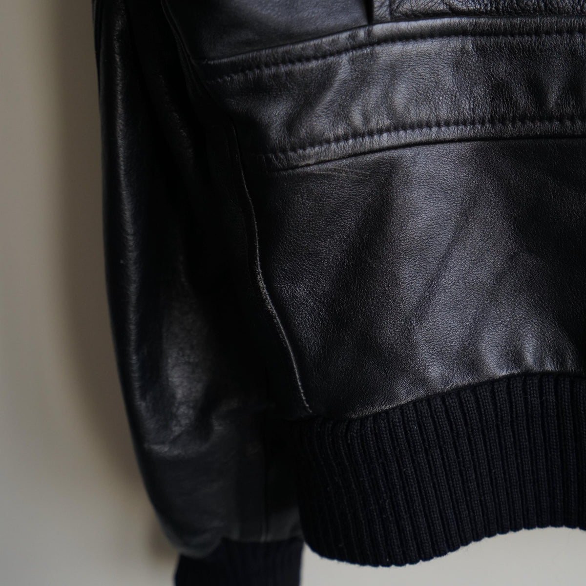 Vintage Leather Bomber Jacket black oversized