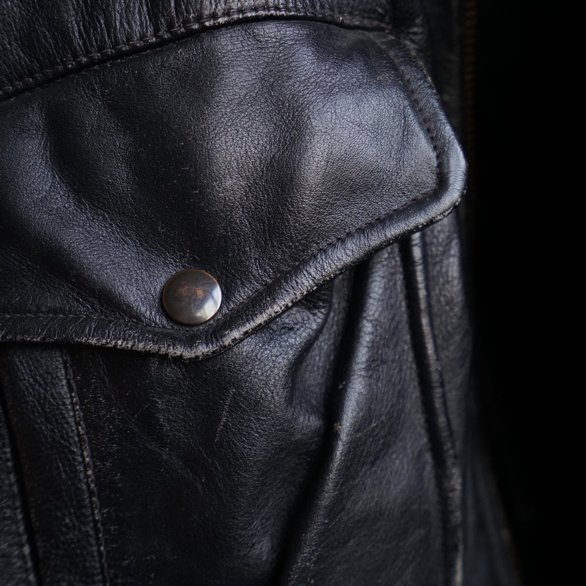 Vintage Leather Bomber Jacket black oversized