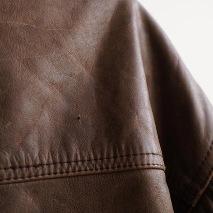 Vintage Leather Bomber Jacket Men Size M