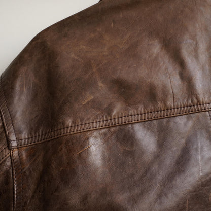 Vintage Leather Bomber Jacket Men Size M