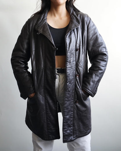 Vintage Leather Coat Size M-L brown