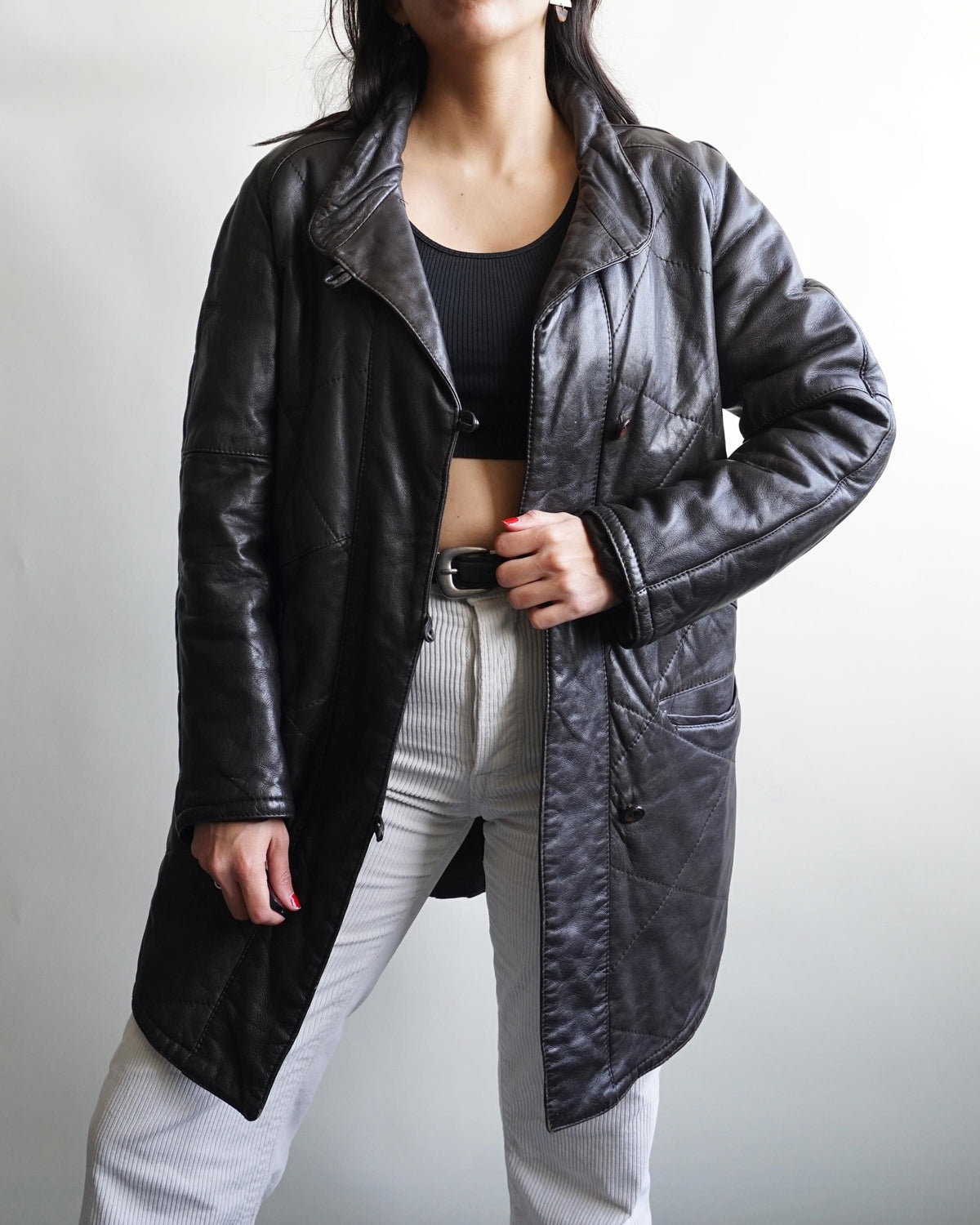 Vintage Leather Coat Size M-L brown