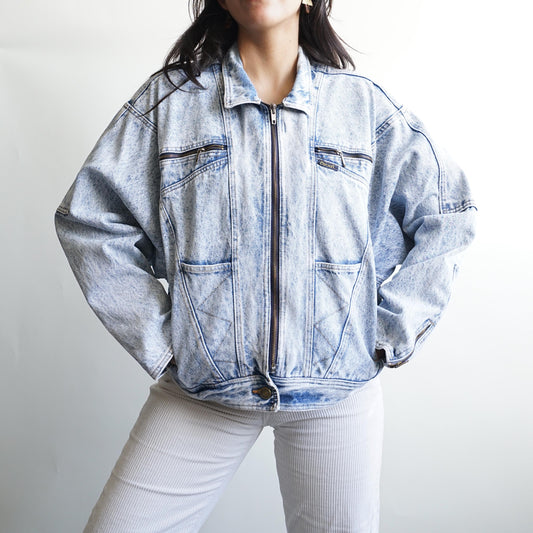 Vintage 80s Denim jacket Size S acid wash