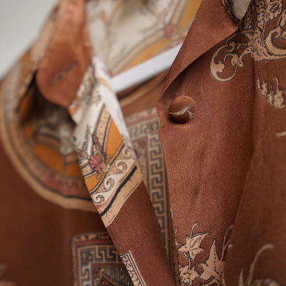 Vintage 80s Silk Blouse size L baroque print