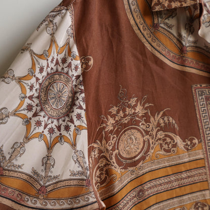 Vintage 80s Silk Blouse size L baroque print