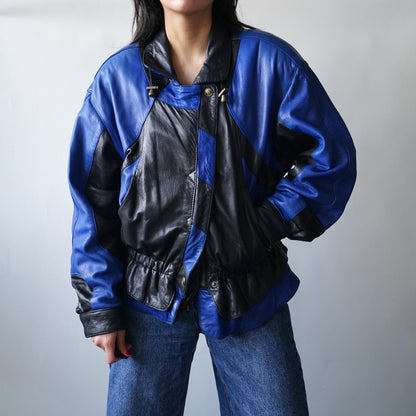 Vintage 80s leather jacket size M biker