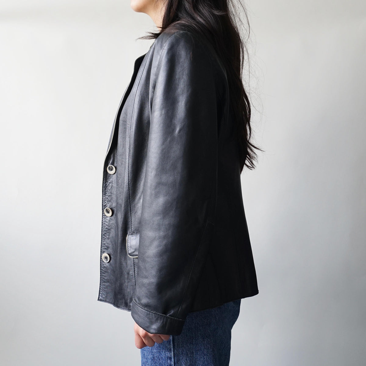 Vintage 90s leather jacket size S black