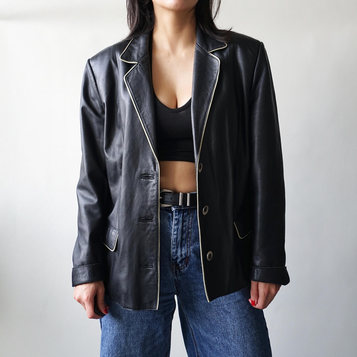 Vintage 90s leather jacket size S black
