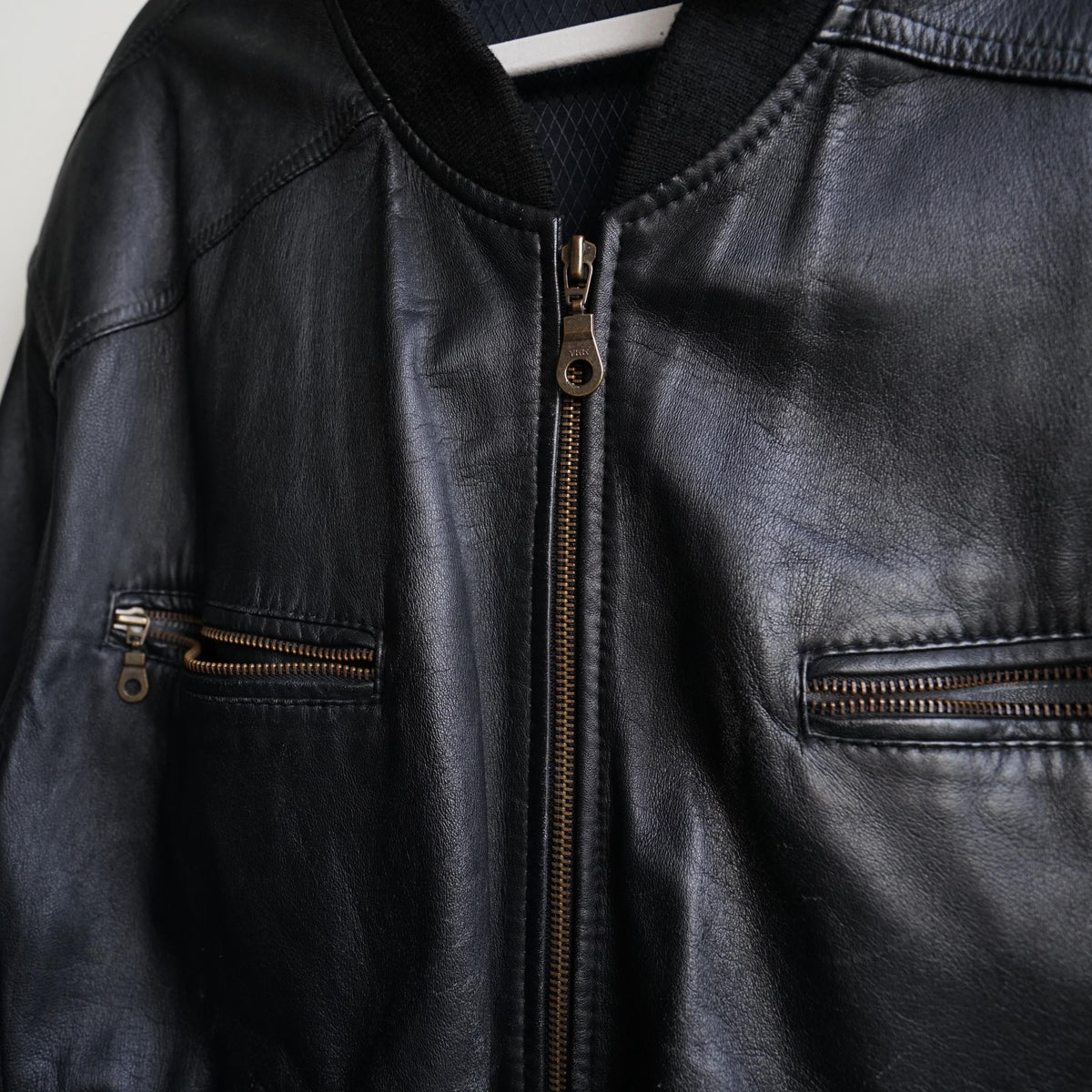 Vintage 80s Leather Bomber Jacket Size XL