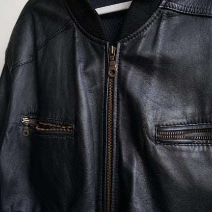 Vintage 80s Leather Bomber Jacket Size XL