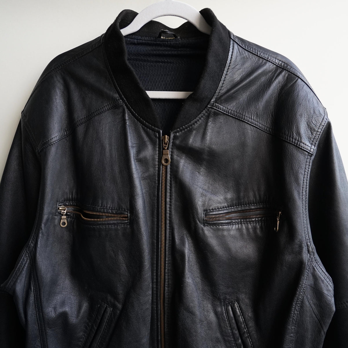 Vintage 80s Leather Bomber Jacket Size XL