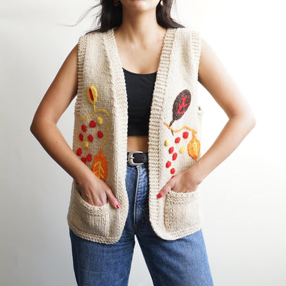 Vintage 70s Vest size M cream wool