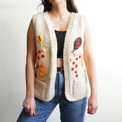 Vintage 70s Vest size M cream wool