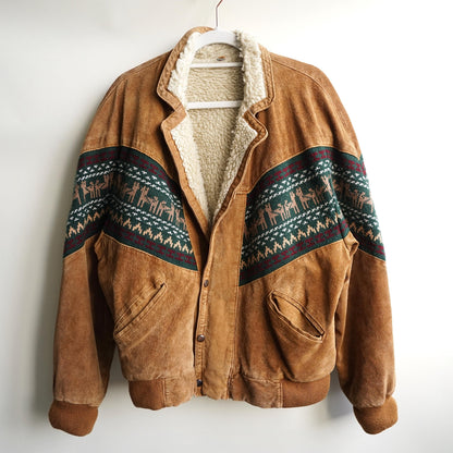 Vintage Leather Bomber Jacket Size L yellow bron