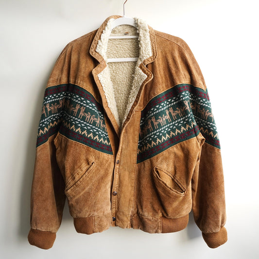 Vintage Leather Bomber Jacket Size L yellow bron
