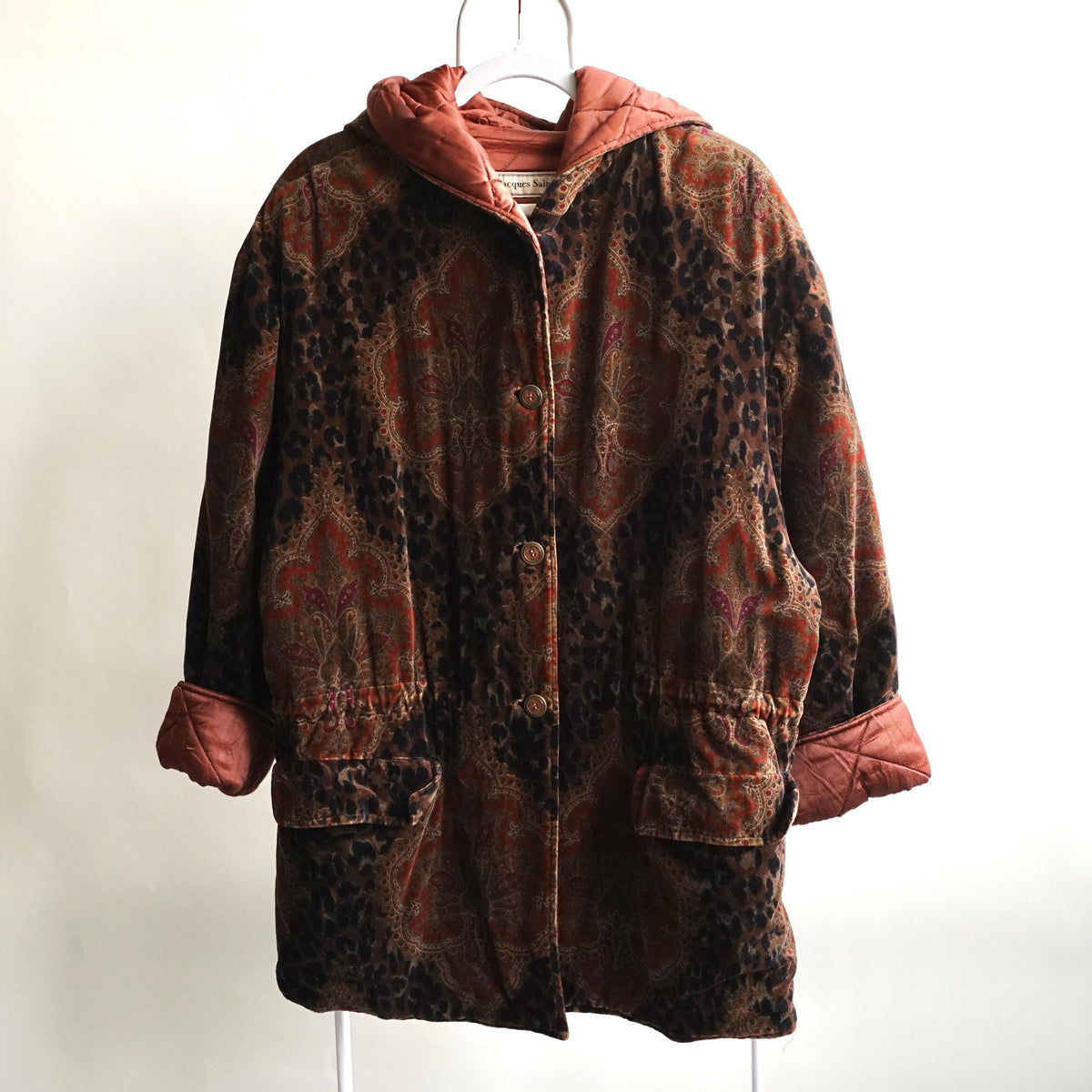 Vintage Baroque Leopard Print Hooded Coat Size L-XL