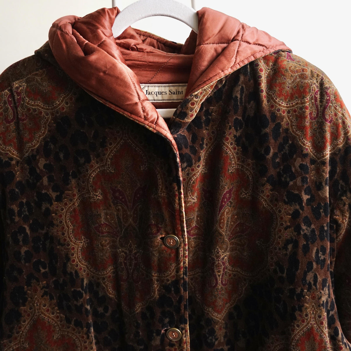 Vintage Baroque Leopard Print Hooded Coat Size L-XL