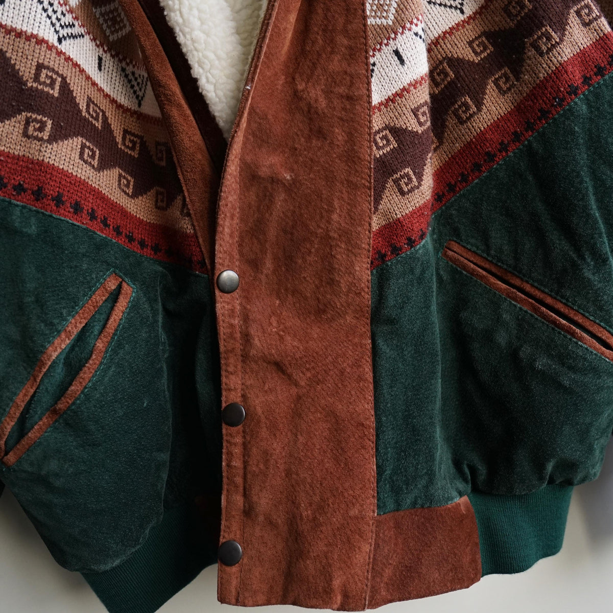 Vintage Leather Bomber Jacket Size L