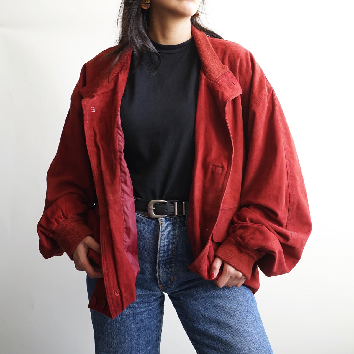 Vintage Leather Bomber Jacket Size XL-XXL