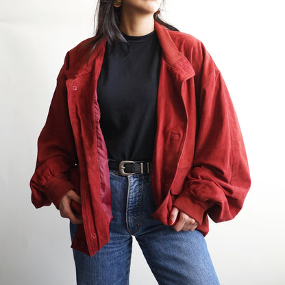 Vintage Leather Bomber Jacket Size XL-XXL