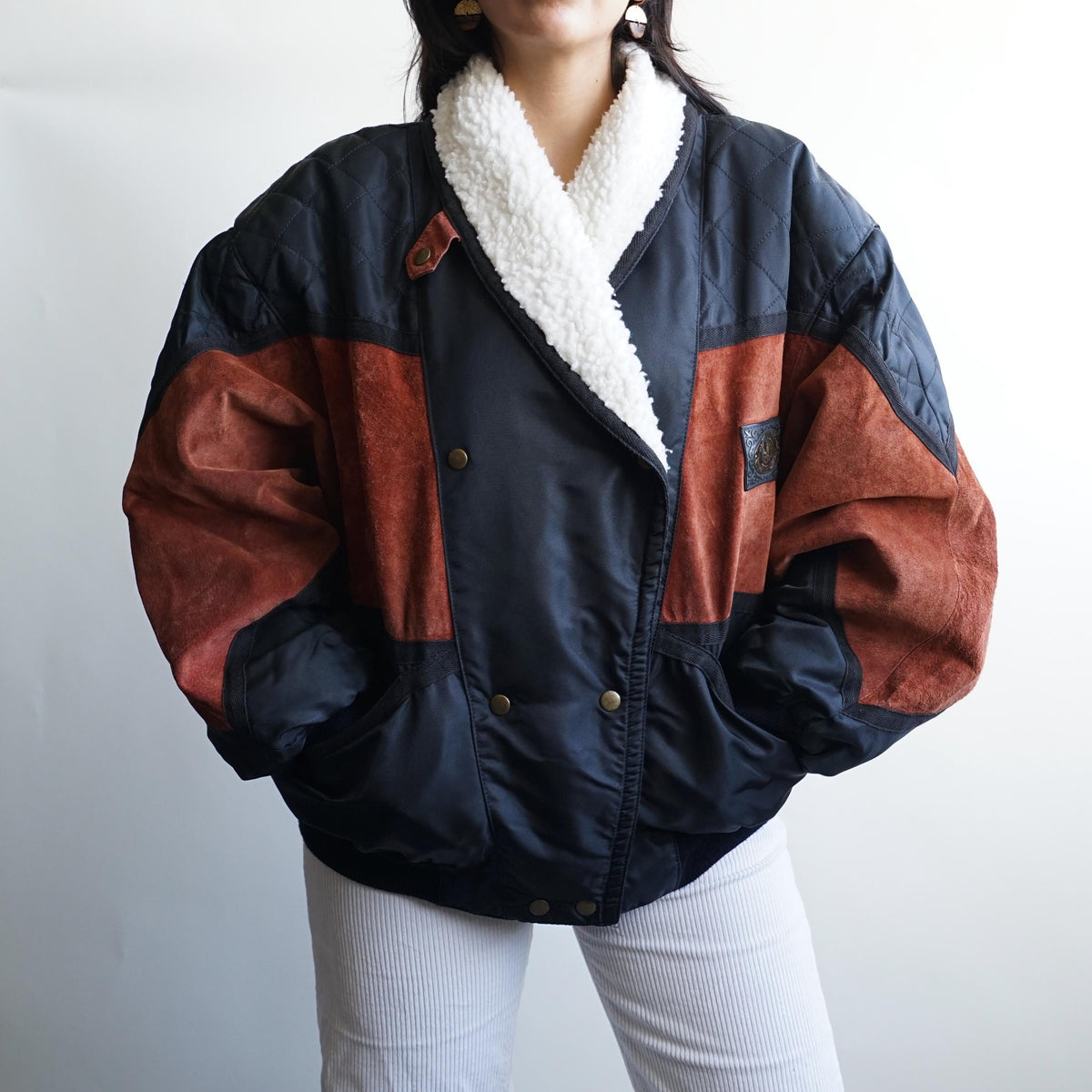 Vintage Leather Bomber Jacket Size L