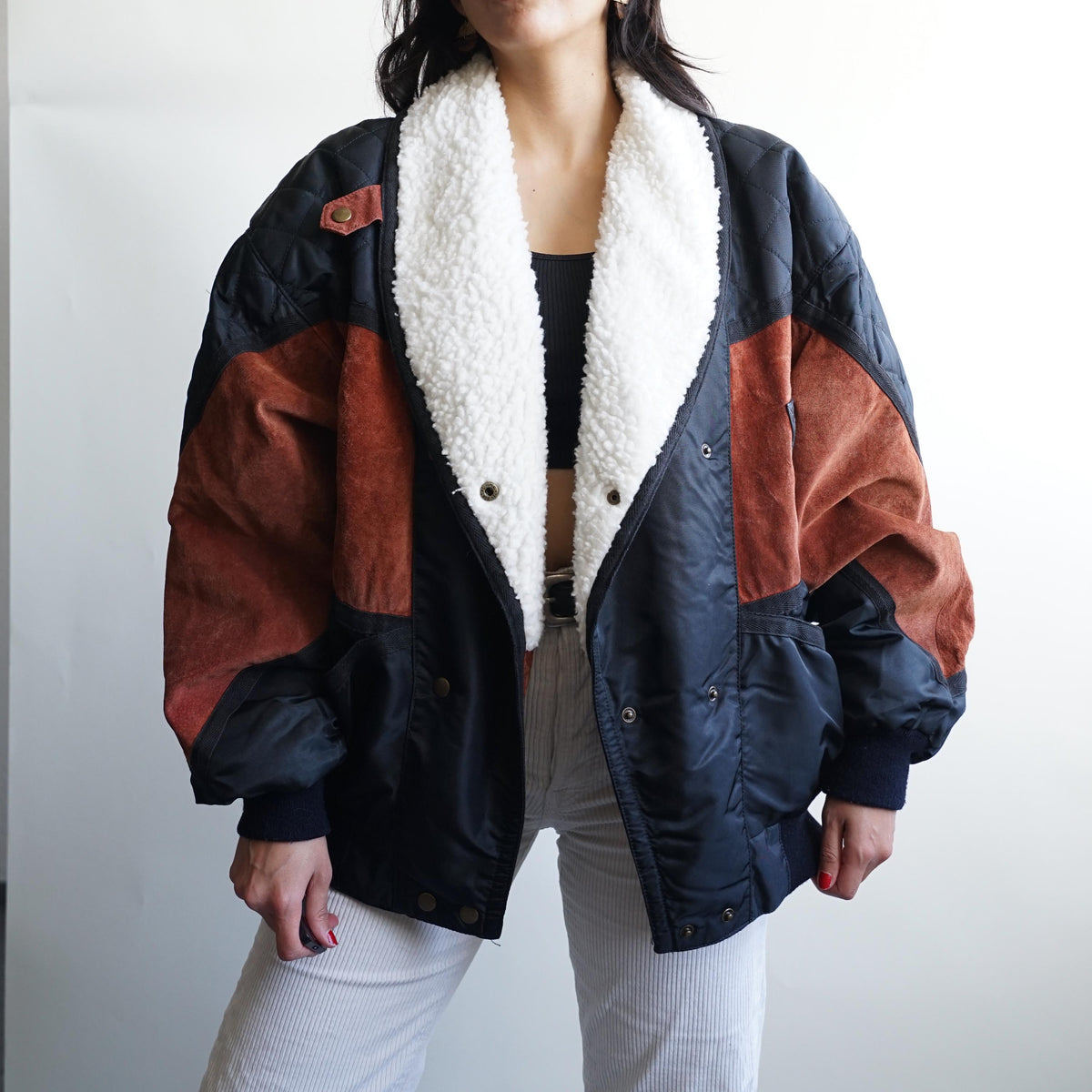 Vintage Leather Bomber Jacket Size L