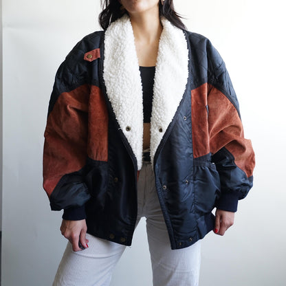 Vintage Leather Bomber Jacket Size L
