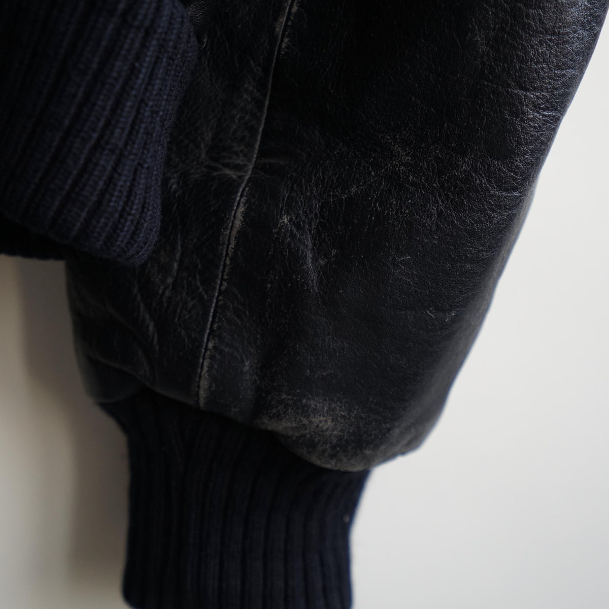 Vintage Leather Bomber Jacket black oversized