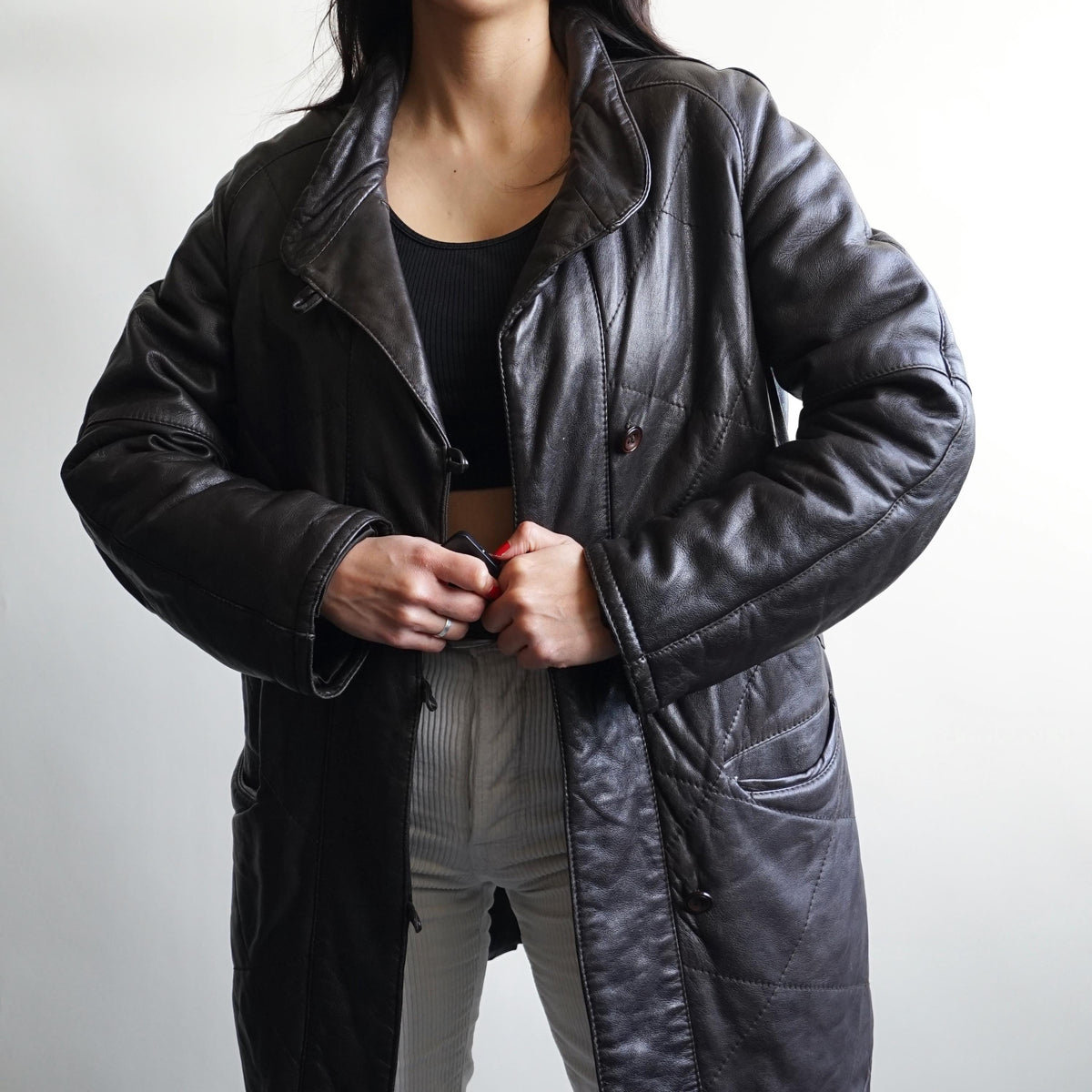 Vintage Leather Coat Size M-L brown