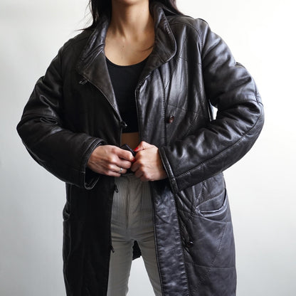 Vintage Leather Coat Size M-L brown